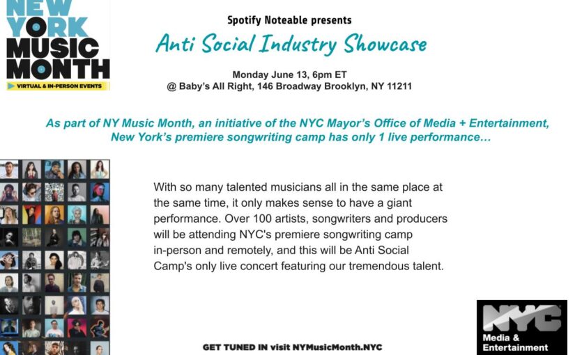 Spotify Noteable Presents Anti Social Industry Showcase