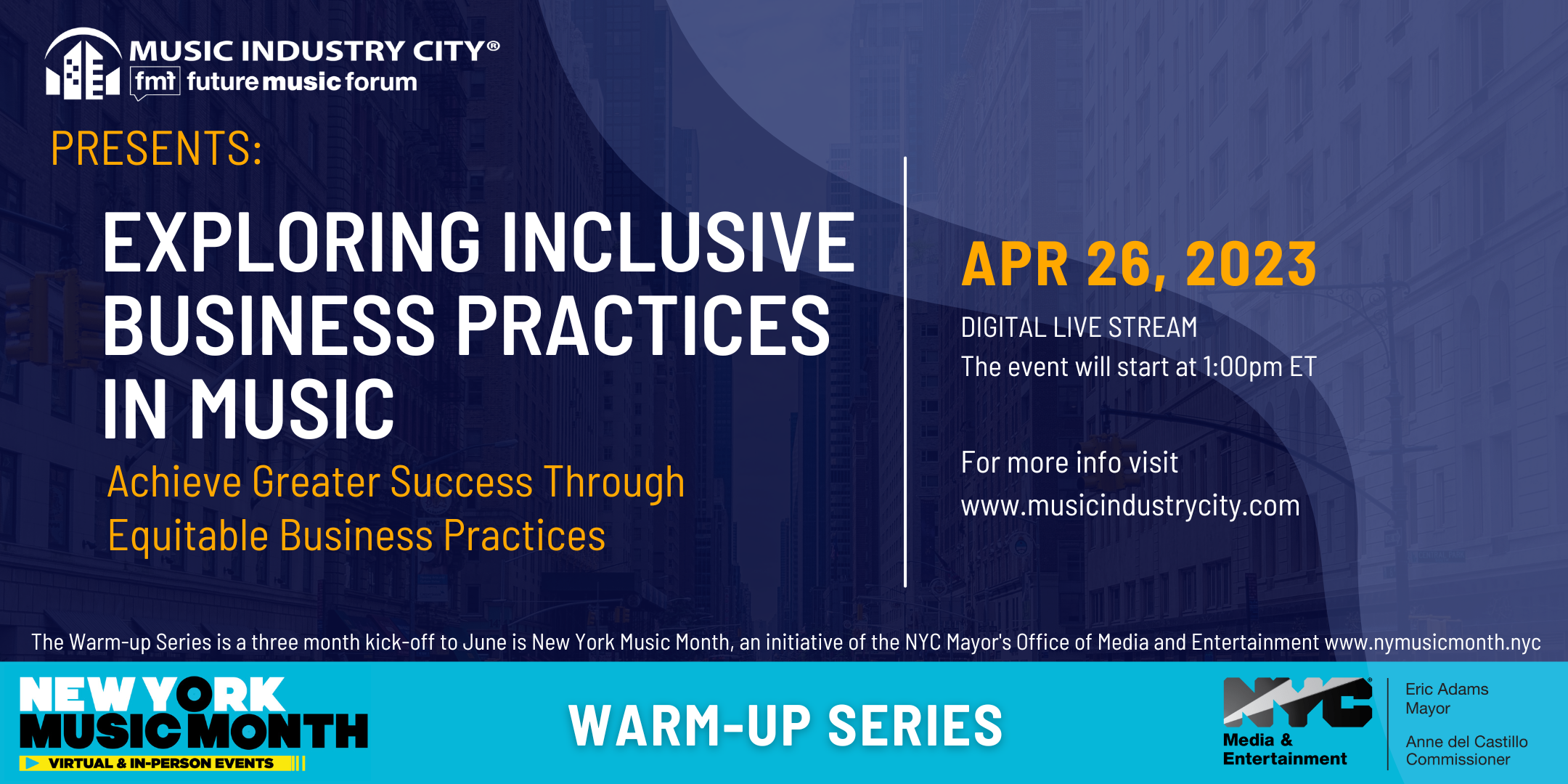 exploring inclusive business practices in music. april 26 2023 1pm